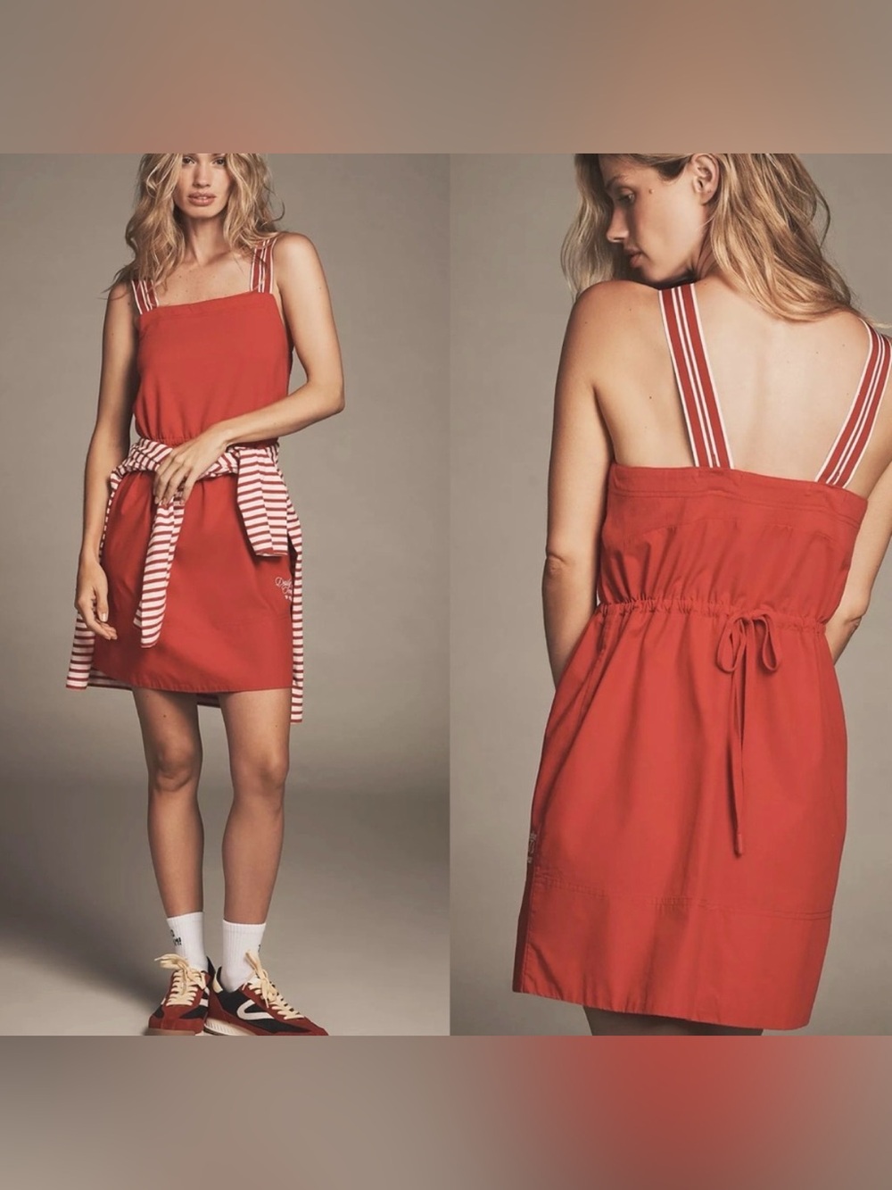 NWT Anthropologie Daily Practice Passing Shot Red Sporty 100% Cotton Mini Dress